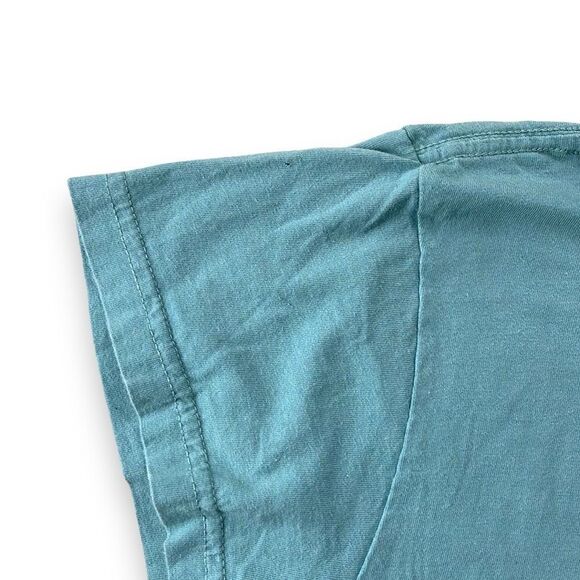 Green Label Top Womens Medium Blue Slim Fit Organic Cotton Respect Labor T-Shirt - Picture 7 of 11